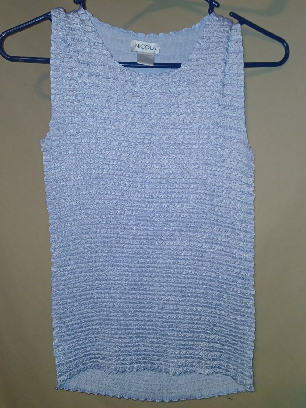 NICOLA Periwinkle Crinkle Sleeveless Tank Top, Women's S